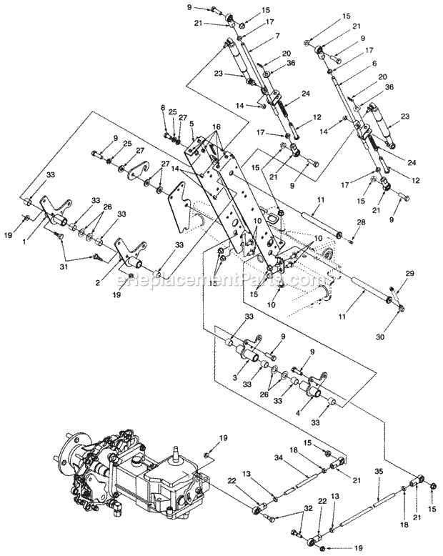 Drive Controls And Support Tower Diagram and Parts List for Z48 53AC355M100 Cub Cadet Lawn Mower